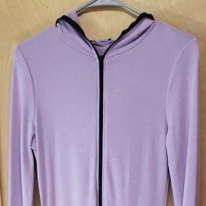 Fashion Nova Hooded Midi Dress with zip front in Lavender, size large